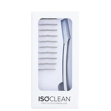 ISOCLEAN Silver Facial Dermablade Razor With 6 Replacement Blades